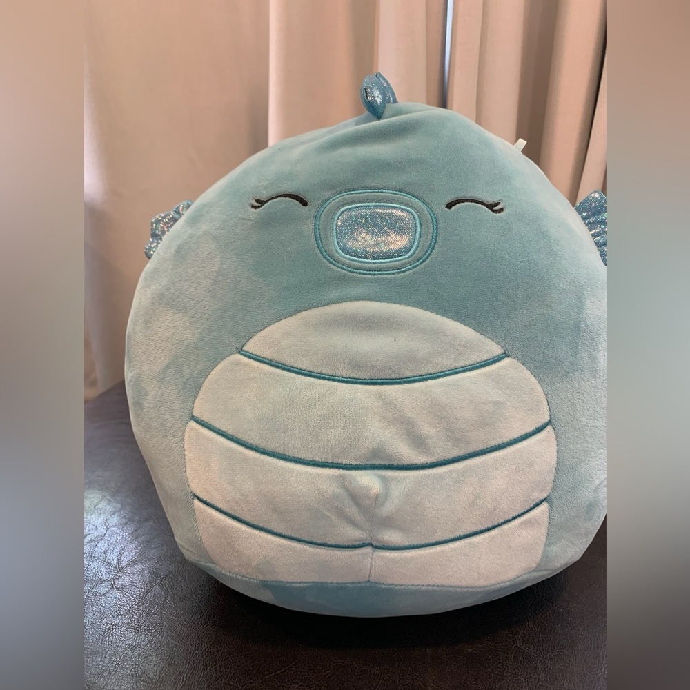 Squishmallow Sheldon the Seahorse Blue w/Darker Blue Fins & White Belly